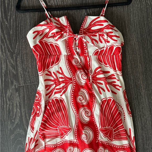 Farm Rio Red Shell Print Maxi Dress small - Picture 3 of 5
